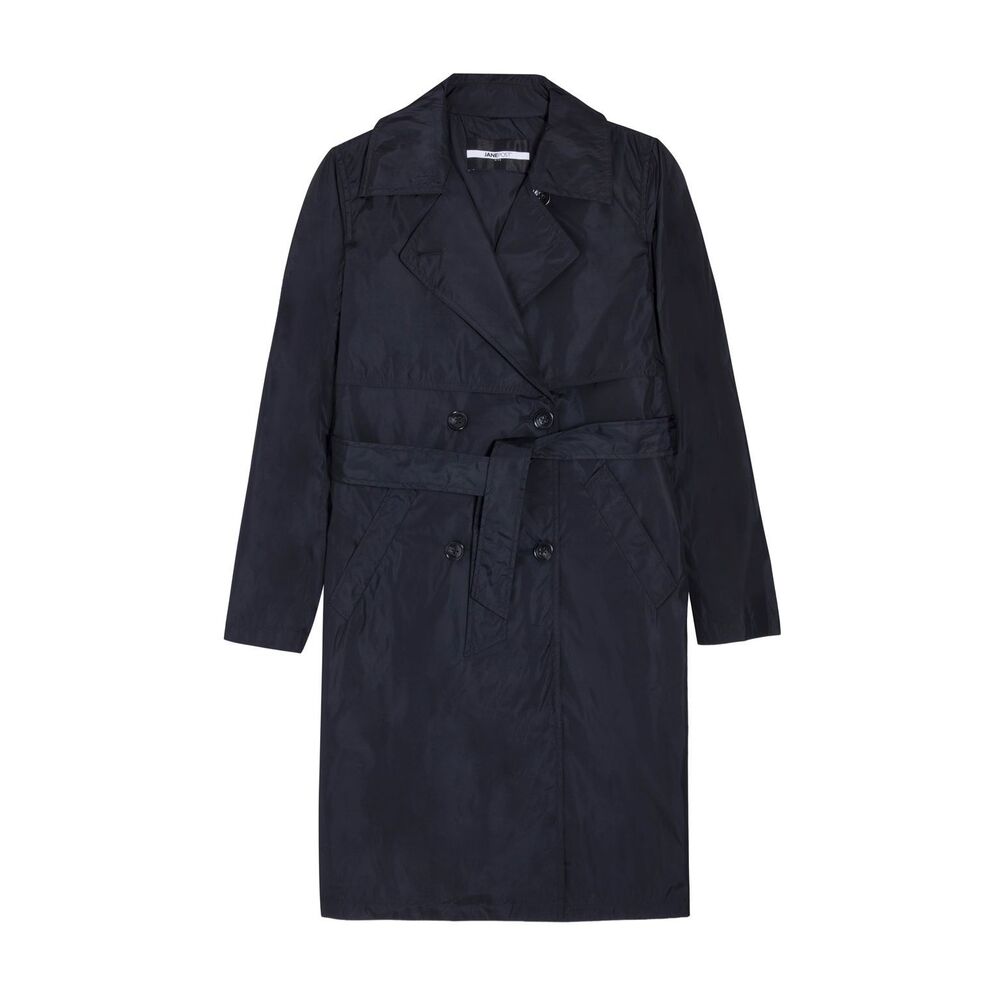 Jane Post $695 Ultra Light Trench Coat Water Resistant rain jacket Black Small N